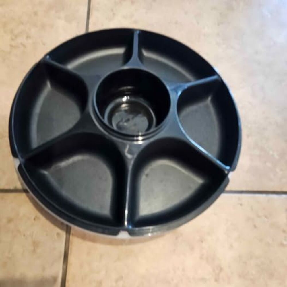 Tupperware Black and Clear Divided Serving Platter with  Lid & Dip Cup